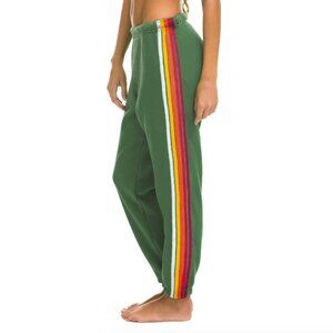 AVIATOR NATION 5 STRIPE SWEATPANTS - PALM // RAINBOW WHITE  Size S